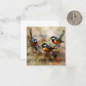 Grote tipmuizenvogel op de tussenruimte geschilder notitiekaartje (Voorkant / Achterkant in situ)