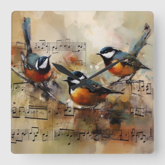 Grote tipmuizenvogel op de tussenruimte geschilder vierkante klok (Voorkant)