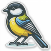 Grote Tit Bird Custom-Cut Vinyl Sticker (Voorkant)