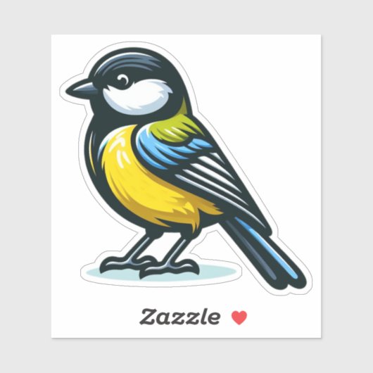 Grote Tit Bird Custom-Cut Vinyl Sticker (Vel)