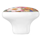 Grote Tit Chickadee Bird Kleurrijke Bloemen Bloeme Keramische Knop (Zijkant)