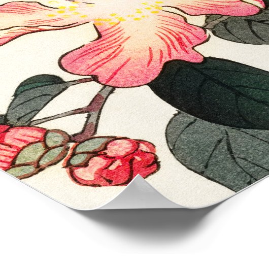 Grote Tit op roze bloemen door Ohara Koson Poster (Hoek)