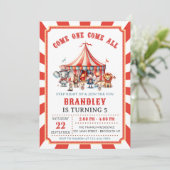 Grote Top Circus Dieren Carnaval Verjaardag Kaart (Staand voorkant)