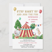 Grote top- en circusdieren 1e verjaardag kaart (Voorkant)