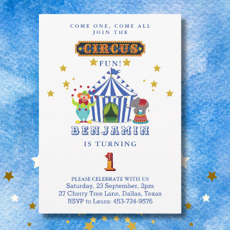Grote Top Kom Een Kom Alle Circus 1e Verjaardag Kaart