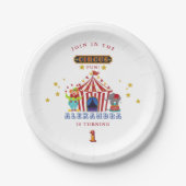 Grote Top Rode Strepen Circus 1e Verjaardag Papieren Bordje (Voorkant)