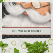 Grote Traditionele Kerstman Gepersonaliseerde Kers Theedoek (Gevouwen)