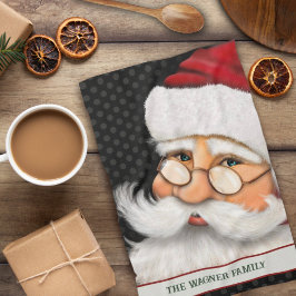 Grote Traditionele Kerstman Gepersonaliseerde Kers Theedoek