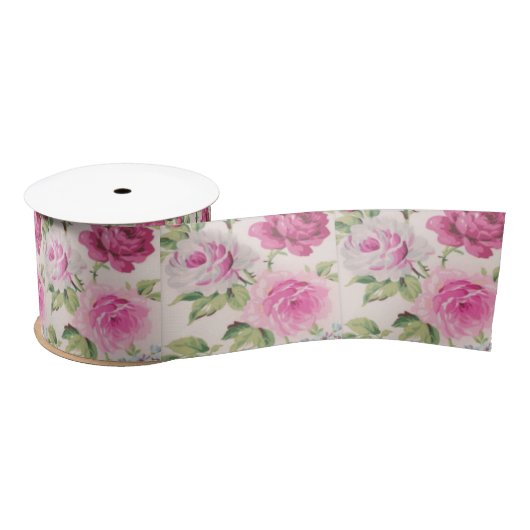 Grote trendy rozen shabby chic  floral giry satijnen lint (Spoel)