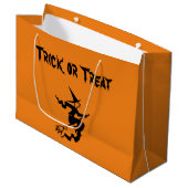 Grote Trick or treat vliegende heks Groot Cadeauzakje (Voorkant Gekanteld)