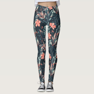 Grote tropische bloemen en bladeren leggings