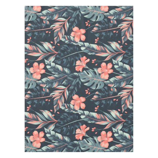 Grote tropische bloemen en bladeren tafelkleed (Voorkant)