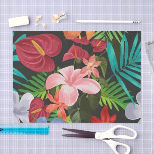 Grote Tropische bloemen Hibiscus Decoupage Tissuepapier (Craft)