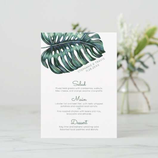 Grote tropische Monstera blad minimalist Menu (Staand voorkant)