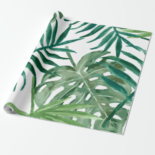 Grote tropische monstera en palmbladeren cadeaupapier
