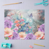 Grote Tropische Zee Schildpad & Waterverf Bloemen Tissuepapier (Craft)