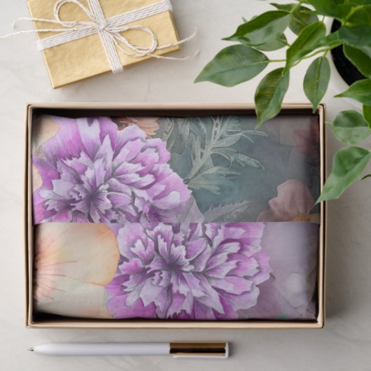 Grote Tropische Zee Schildpad & Waterverf Bloemen Tissuepapier (Geschenk)