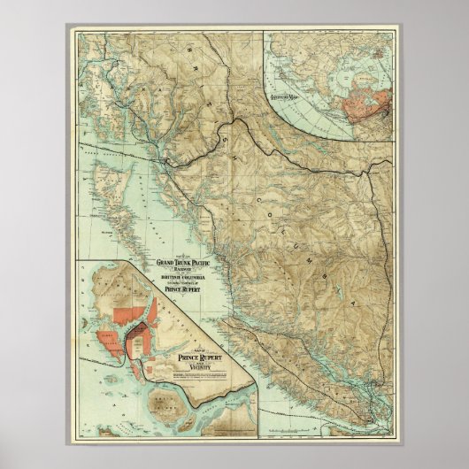 Grote Trunk Pacific Railway in BC Canada (kaart 19 Poster (Voorkant)