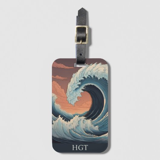 Grote tsunami-golf bagagelabel (Voorkant (verticaal))