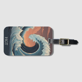 Grote tsunami-golf bagagelabel