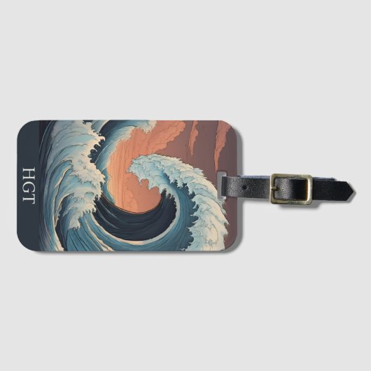 Grote tsunami-golf bagagelabel (Voorkant (horizontaal))