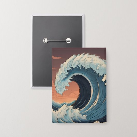 Grote tsunami-golf button (Voorkant / Achterkant)