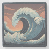 Grote tsunami-golf stenen onderzetter (Voorkant)