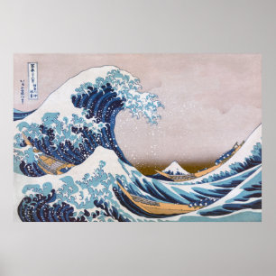 Grote Tsunami Golf van Kanagawa Japan door Hokusai Poster