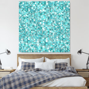 Grote Turkooise-mozaïekwand-kunstdecor Canvas Afdruk