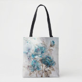 Grote Turquoise en Gouden Rozen Tote Bag (Voorkant)