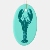 Grote Turquoise kreeft op Light Aqua Keramisch Ornament (Rechts)