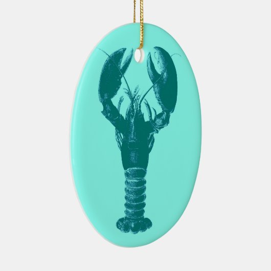 Grote Turquoise kreeft op Light Aqua Keramisch Ornament (Rechts)