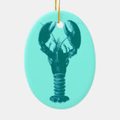 Grote Turquoise kreeft op Light Aqua Keramisch Ornament (Achterkant)