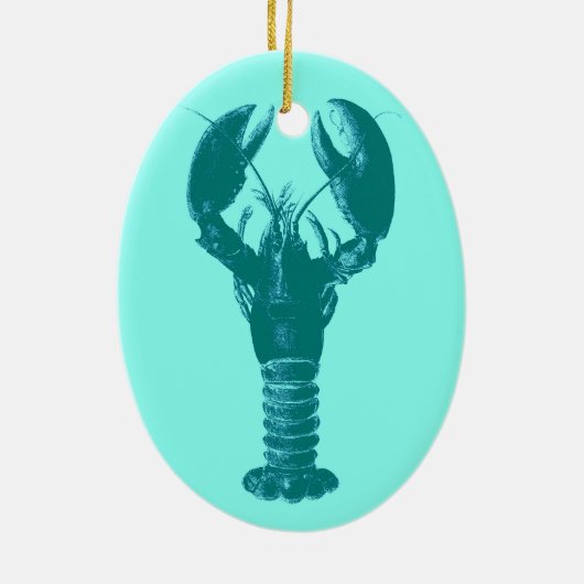 Grote Turquoise kreeft op Light Aqua Keramisch Ornament (Achterkant)