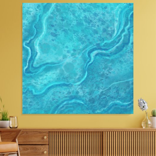 Grote Turquoise Marble Wall Art Decor Canvas Afdruk (Insitu (Woonkamer))