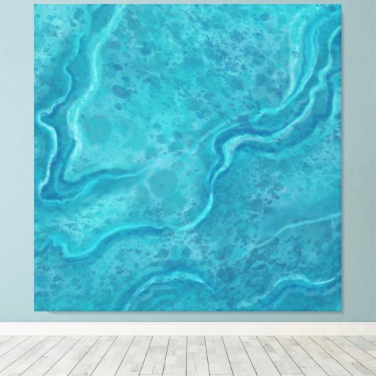 Grote Turquoise Marble Wall Art Decor Canvas Afdruk (Insitu (Houten vloer))
