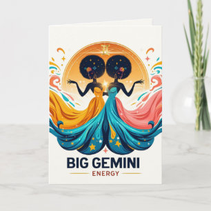 Grote Tweeling Energie Afro Godin Zodiac Verjaarda Kaart