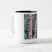 Grote tweetonige Mok van Abstracte berkenbomen (Voorkant links)