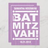 Grote Type Bat Mitswa Uitnodiging in het Paarse (Voorkant / Achterkant)