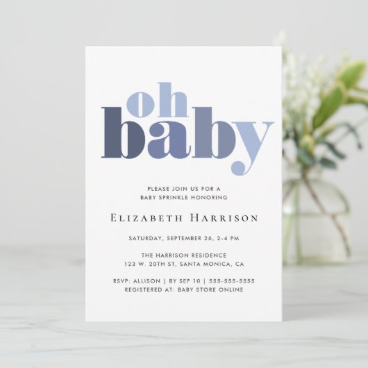Grote Typografie Baby Boy Shower Kaart (Staand voorkant)