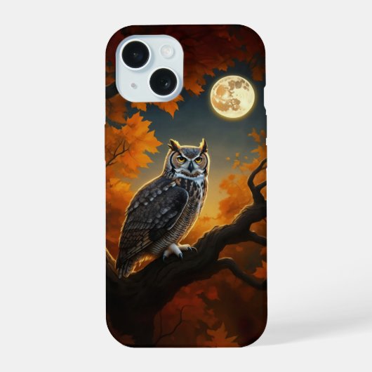 Grote Uil in de Herfst iPhone 15 Case (Achterkant)