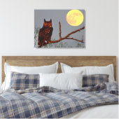 Grote Uil | Volle Maan Canvas Afdruk (Insitu (Slaapkamer))