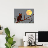 Grote Uil | Volle Maan Poster (Thuiskantoor)