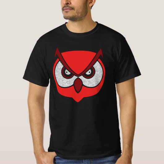 Grote Uilengezicht met Boze Ogen Helder Easy Hallo T-shirt (Voorkant)