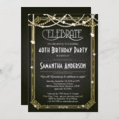 Grote uitnodiging van Gatsby Birthday / Art Deco-u (Voorkant / Achterkant)