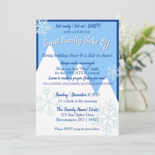 Grote uitnodiging voor familiebackwedstrijd (Staand voorkant)