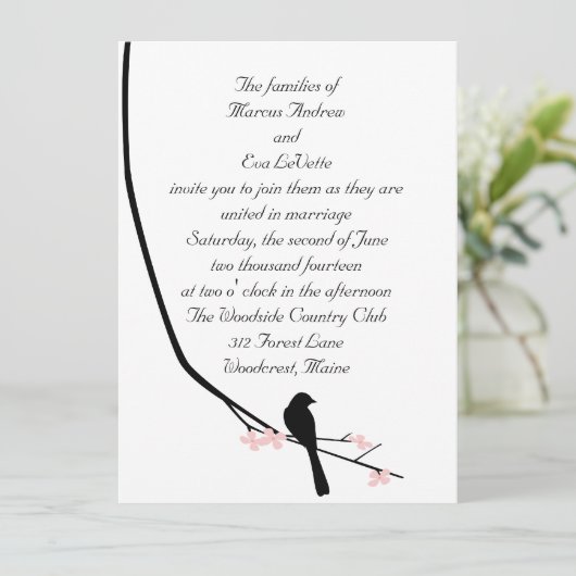 Grote uitnodiging voor vogels en bloesems (Staand voorkant)