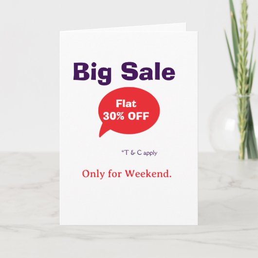 Grote uitverkoop korting aanbieding weekend bedrij kaart (Voorkant)