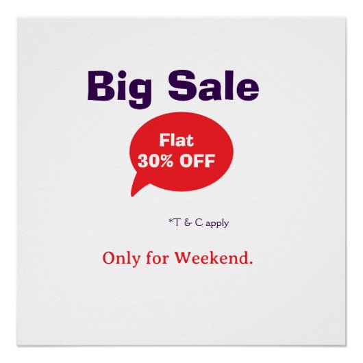 Grote uitverkoop korting aanbieding weekend bedrij perfect poster (Voorkant)