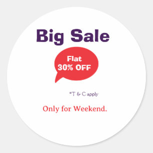 Grote uitverkoop korting aanbieding weekend bedrij ronde sticker